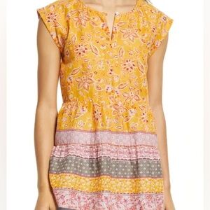 beachlunchlounge Boho Floral Sleeveless Jessa Blouse Mustard and Pink